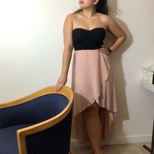 Sweet hi-lo color block dress